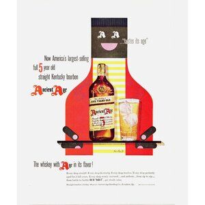 1950 Ancient Age Bourbon Vintage Print Ad Cocktail Waiter Highball 50s Wall Art
